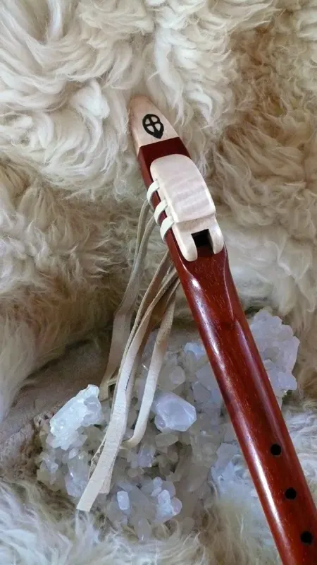 Padauk flute with Curly Maple accents in the key of Low D — product photo