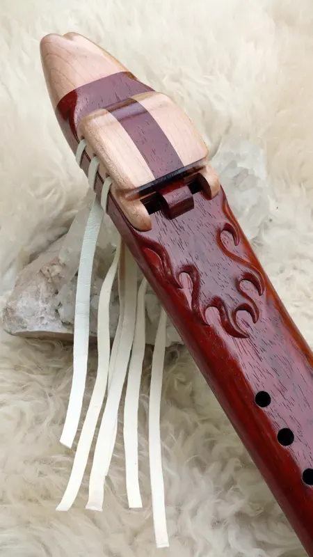 Native American Style Drone Flute 7 Hole Key of F of Padauk and Hard Maple woods — product photo