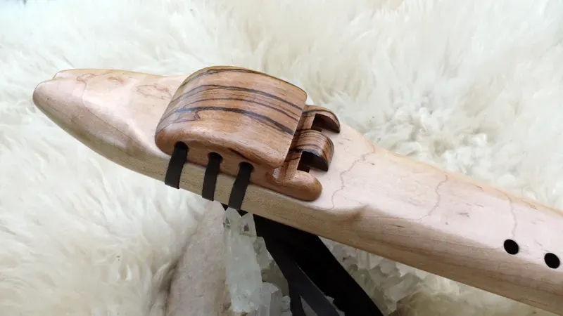 Native Style Drone Flute - 7 Hole in the Key of G of Maple and Zebra woods — product photo
