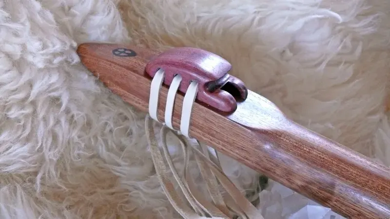 Sapele wood flute with Purpleheart wood accents in the Key of Low C — product photo