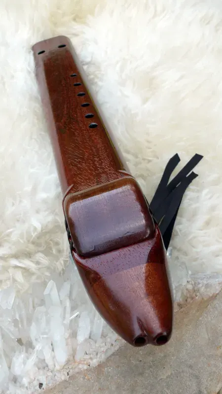 7 Hole Drone Flute in the Key of E of Padauk and Sapele woods — product photo