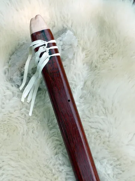 Native American Style Drone Flute 7 Hole in the Key of E with Flame Carving — product photo