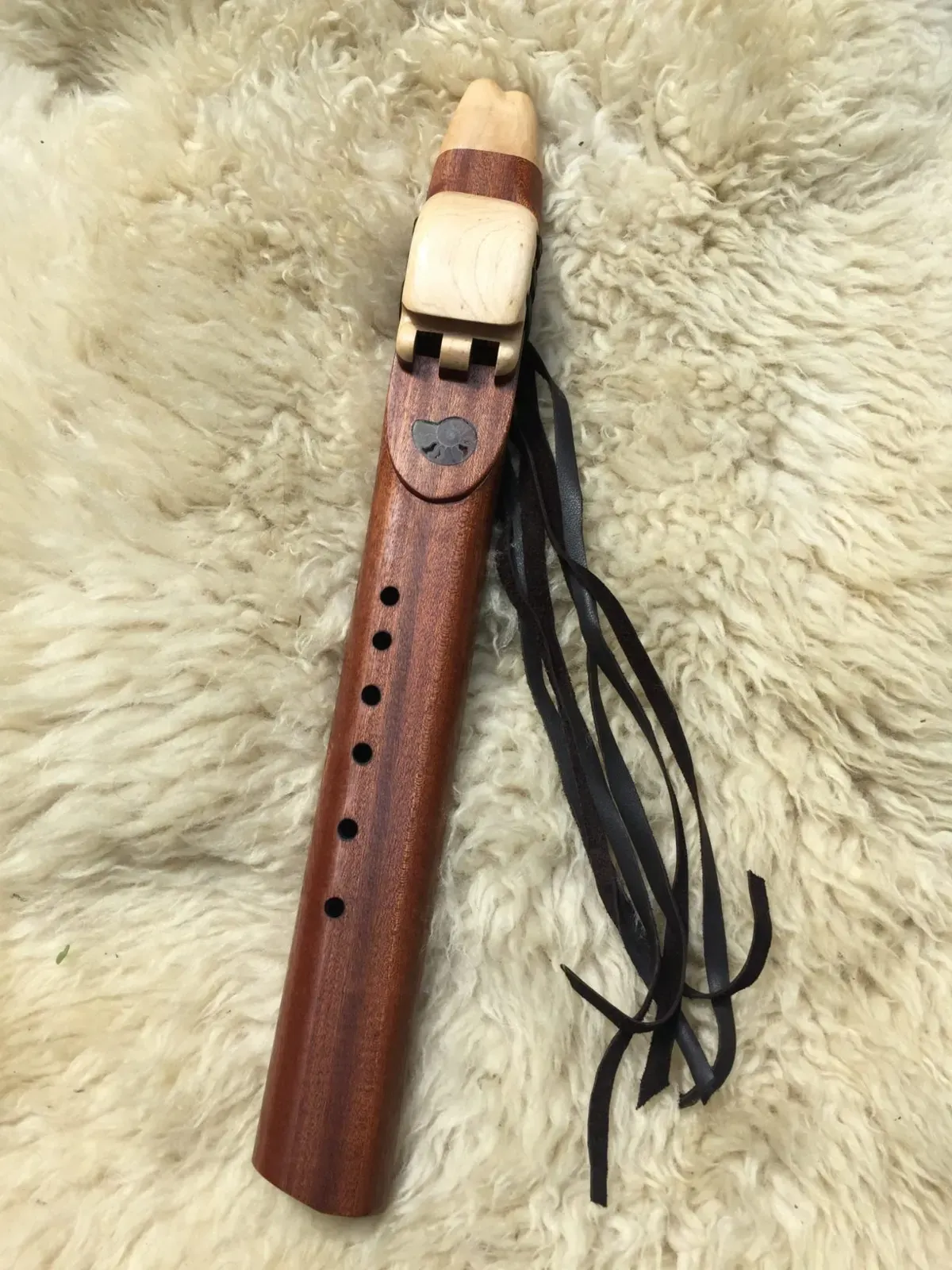 Native American Style Drone Flute 7 Hole Key of F sharp - Fossil Inlay — product photo