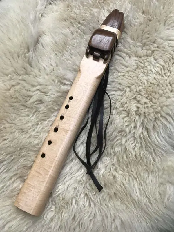 Native American Style Drone Flute - 7 Hole in the Key of E of Maple and Walnut — product photo