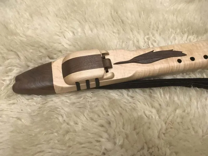 Native American Style Drone Flute - 7 Hole in the Key of Low D in Maple and Walnut woods — product photo