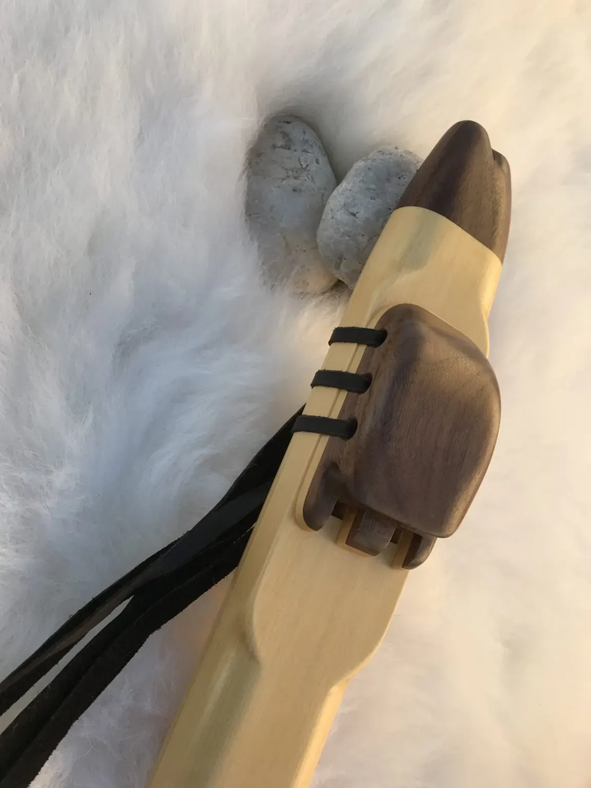 Native American Style Drone Flute - 7 Hole Extended Scale Key of G of Alaskan Cedar and Walnut 432Hz — product photo