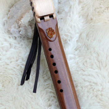 7 Hole Drone Flute in the Key of A of Sapele and Hard Maple wood with Citrine quartz inlay