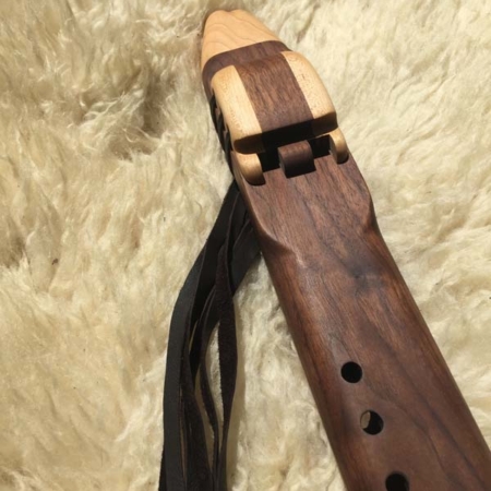 Native American Flute - 7 Hole Drone Key of F of Walnut and Maple woods